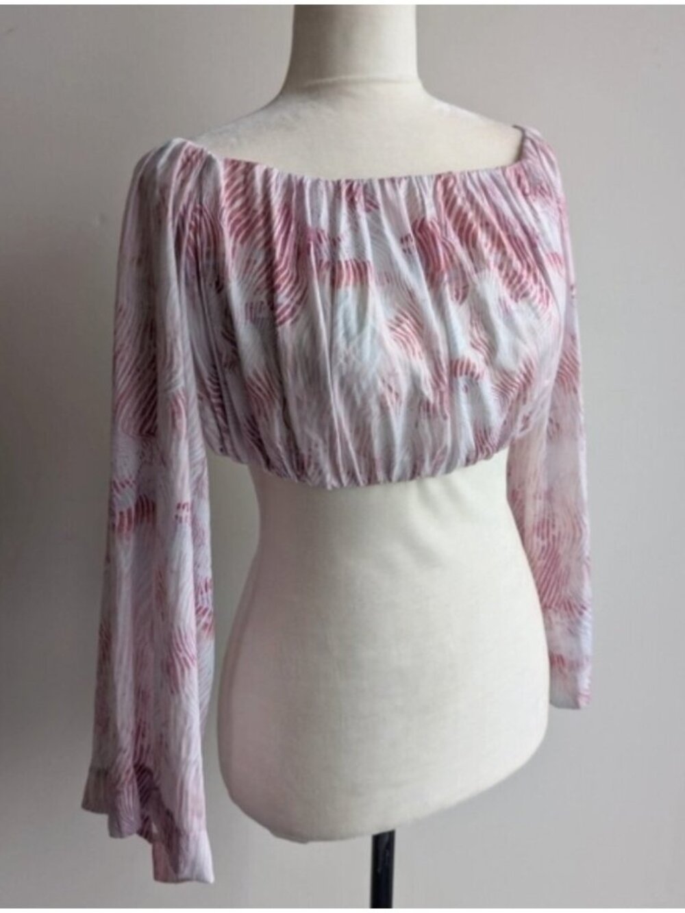 NWT Dynamite satin long sleeve off the shoulder  crop top blouse